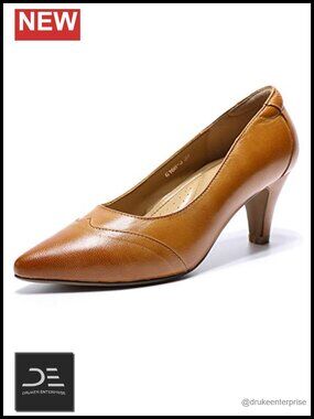 Women's Leather Pointed Toe Pumps High Heels Office Comfort Dress Shoes